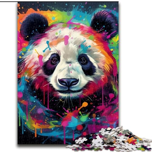 Puzzle für 1000 Teile, farbenfrohes Panda-Kunst-Puzzle für Erwachsene, ideales Weihnachts- oder Geburtstagsgeschenk, Partyspiel-Spielzeug (Größe 26x38cm) von WGLINGX