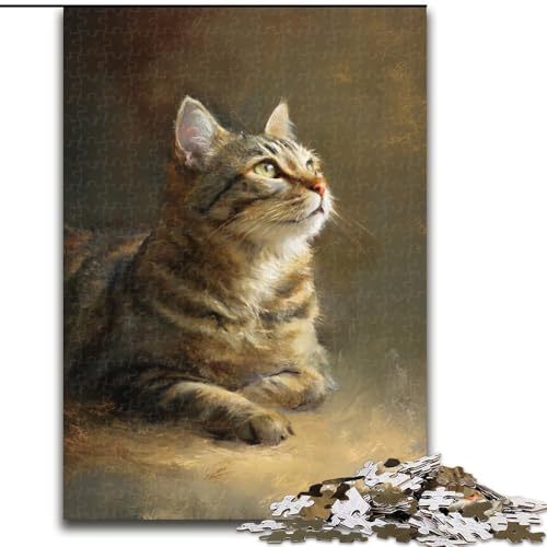 Puzzle für 1000 Teile, getigerte Katze, 1000-teiliges Puzzle für Erwachsene, unmögliche pädagogische Heimdekoration, Spiele und Geschenke (Größe 50x75cm) von WGLINGX