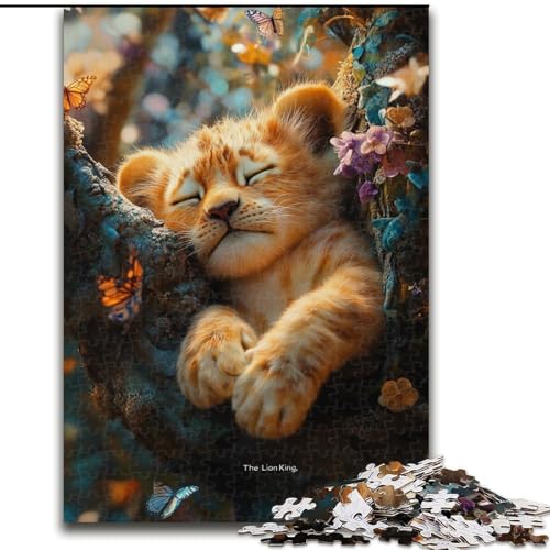 Puzzle für 1000 Teile, schlafendes Löwenjunges, 1000-teiliges Puzzle, unmöglich, pädagogische Heimdekoration, Spiele und Geschenke (Größe 26x38cm) von WGLINGX