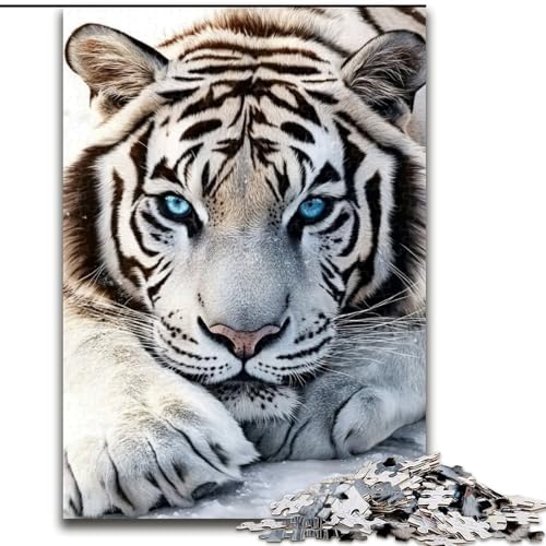 Puzzle für 1000 Teile, weißer Tiger, 1000-teiliges Puzzle für Erwachsene, Heimdekoration, Familienspaß, ab 14 Jahren (Größe 50x75cm) von WGLINGX