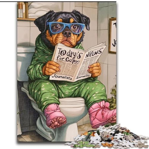 Puzzle für Erwachsene, 1000 „Rottweiler Go Toilet“-Puzzles, anspruchsvolle DIY-Kunst für Enthusiasten, Entspannung (Größe 38x26cm) von WGLINGX