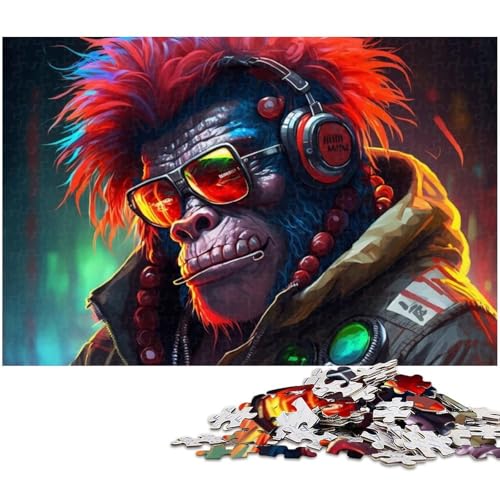 Puzzle für Erwachsene, 1000 Affenpuzzle für Erwachsene, Papierpuzzle, Spielzeug, Wanddekoration (Größe 38 x 26 cm) von WGLINGX