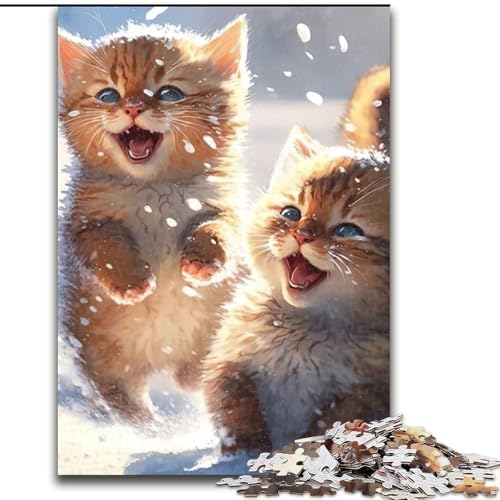Puzzle für Erwachsene, 1000 Babykatzen, die im Schnee Spielen, Puzzle mit 1000 Teilen, anspruchsvolles Denkspiel für Teenager und Familien (Größe 26x38cm) von WGLINGX