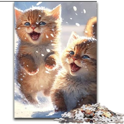 Puzzle für Erwachsene, 1000 Babykatzen, die im Schnee Spielen, Puzzle mit 1000 Teilen, anspruchsvolles Denkspiel für Teenager und Familien (Größe 50x75cm) von WGLINGX