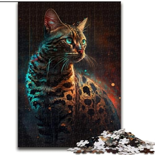 Puzzle für Erwachsene, 1000 Bengalkatzen-Gemälde, Holzpuzzle für Erwachsene, DIY-Heimdekoration, Denkspiel für Teenager (Größe 50x75cm) von WGLINGX