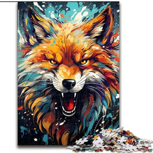 Puzzle für Erwachsene, 1000 Bizarre, Bunte Fuchs-Puzzles aus Pappe, perfekt für Teenager und Familien, (Größe 26x38cm) von WGLINGX
