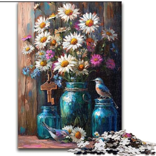 Puzzle für Erwachsene, 1000 Blumenkunst-Puzzles, 1000 Teile für Erwachsene, geeignet für Geburtstage, Halloween, Erntedankfest, Ostern (Größe 26x38cm) von WGLINGX