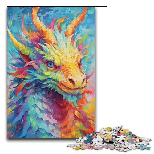 Puzzle für Erwachsene, 1000 Bunte Drachen, Puzzle für Erwachsene, Papppuzzle, Lernspiel (Größe 38 x 26 cm) von WGLINGX