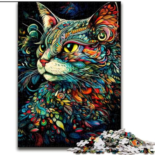 Puzzle für Erwachsene, 1000 Bunte Katzen + Holzpuzzles für Erwachsene, DIY-Heimdekoration, Denkspiel für Teenager (Größe 50x75cm) von WGLINGX