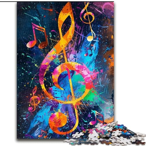 Puzzle für Erwachsene, 1000 Bunte Musiknoten-Holzpuzzles, interaktives Familienspiel, DIY-Heimdekoration, anspruchsvolles Denksportgeschenk (Größe 26x38cm) von WGLINGX