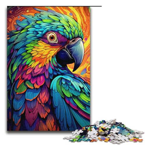 Puzzle für Erwachsene, 1000 Bunte Papageien-Puzzles für Erwachsene, Papppuzzle, Erwachsene (Größe 38 x 26 cm) von WGLINGX