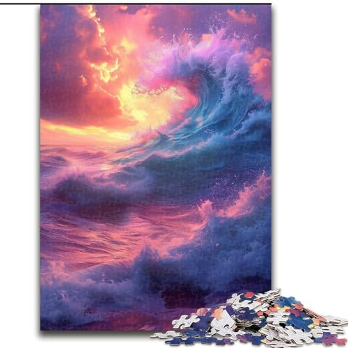 Puzzle für Erwachsene, 1000 Bunte Wellen, 1000 Teile, Puzzle für Erwachsene, anspruchsvolles DIY-Denkspiel, interaktives Familienspiel (Größe 26x38cm) von WGLINGX