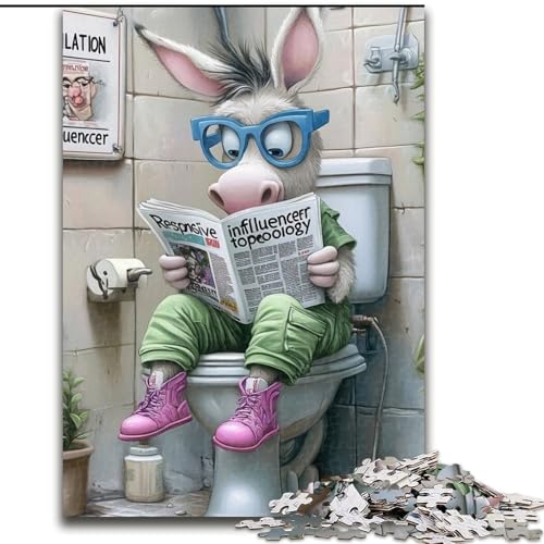 Puzzle für Erwachsene, 1000 Donkey Go Toilet, schwierige Puzzles für Erwachsene, anspruchsvolles DIY-Denkspiel für Teenager (Größe 26x38cm) von WGLINGX