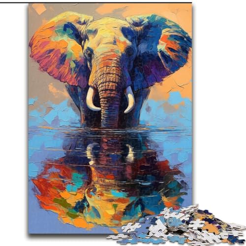 Puzzle für Erwachsene, 1000 Elefanten-Ölgemälde, anspruchsvolle Puzzles, unmögliche Herausforderung, Spielzeug für Teenager (Größe 26x38cm) von WGLINGX