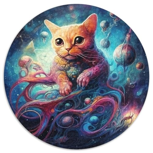 Puzzle für Erwachsene, 1000 Galaxie-Katzen, rund, Papierpuzzle, anspruchsvolles Denkspiel für Teenager, perfekt als Heimdekoration oder Geschenk (67,5 x 67,5 cm) von WGLINGX