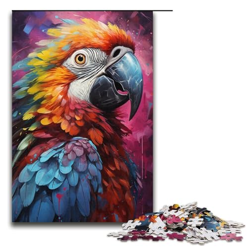 Puzzle für Erwachsene, 1000 Gemälde, bunter Papagei, Papierpuzzle, Spielzeug, Wanddekoration (Größe 38 x 26 cm) von WGLINGX