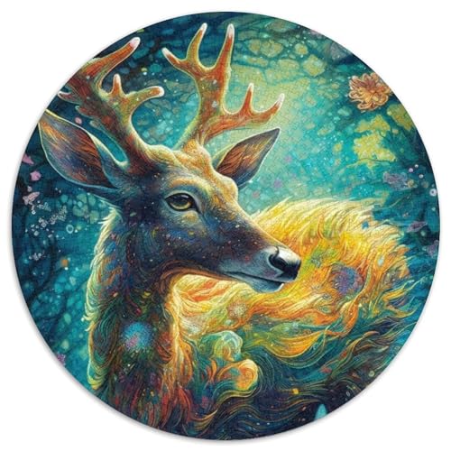 Puzzle für Erwachsene, 1000 Hirsche, runde Puzzles, 1000 Teile für Erwachsene, Denkspiel, interaktives Familienspiel, geeignet für Kinder ab 14 Jahren, 1000 Teile (67,5x67,5cm) von WGLINGX