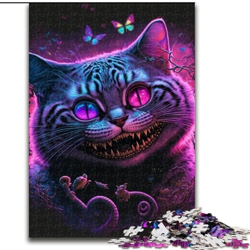 Puzzle für Erwachsene, 1000 Holzpuzzles mit böser Katze, herausfordernd und unterhaltsam, Familienaktivität (Größe 26x38cm) von WGLINGX
