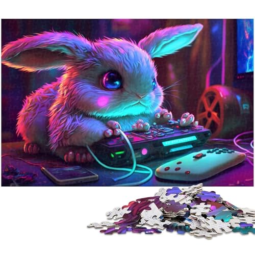 Puzzle für Erwachsene, 1000 Kaninchen-Spiel, Puzzle für Erwachsene, Papierpuzzle, Lernspiel (Größe 38 x 26 cm) von WGLINGX