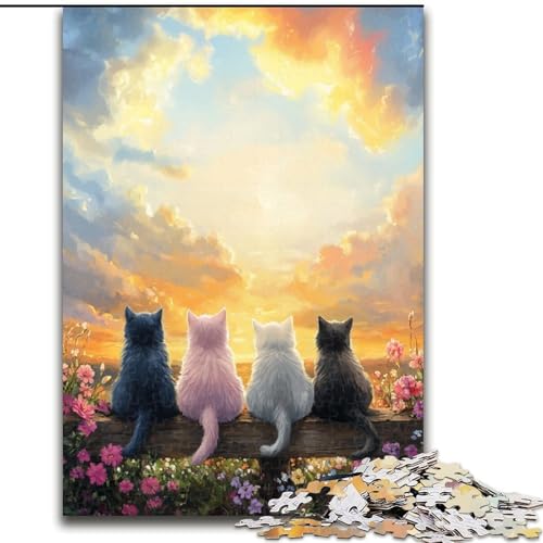 Puzzle für Erwachsene, 1000 Katzen-Puzzles, 1000 Teile für Erwachsene, geeignet für Geburtstage, Halloween, Thanksgiving, Ostern (Größe 50x75cm) von WGLINGX