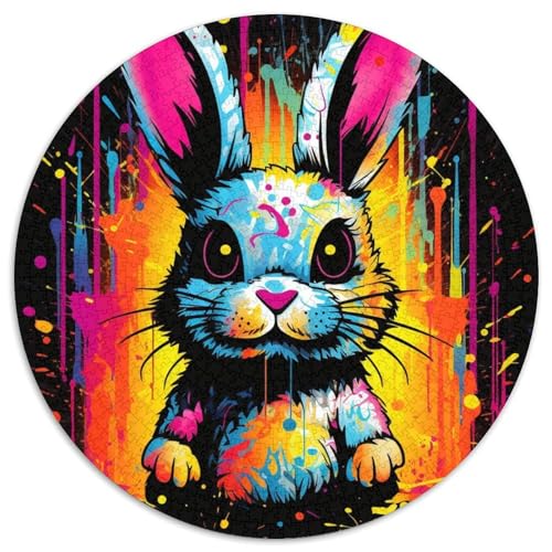 Puzzle für Erwachsene, 1000 Kunst-Kaninchen, rundes Papierpuzzle, anspruchsvolles Denkspiel für Teenager, perfekt als Heimdekoration oder Geschenk (67,5 x 67,5 cm) von WGLINGX