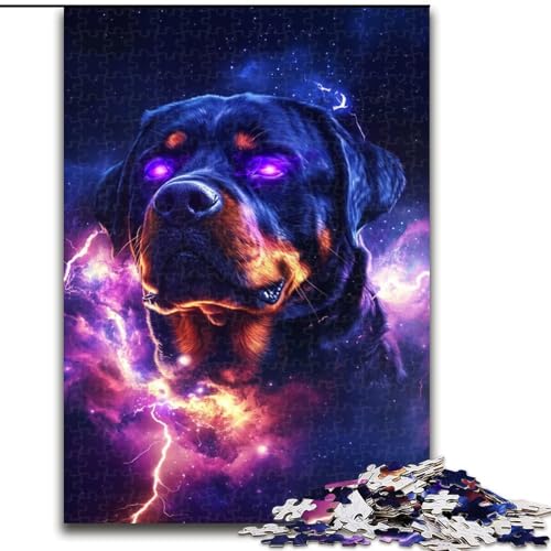 Puzzle für Erwachsene, 1000 Lightning Rottweiler-Puzzles, 1000 Teile für Erwachsene, geeignet für Geburtstage, Halloween, Thanksgiving, Ostern (Größe 50x75cm) von WGLINGX
