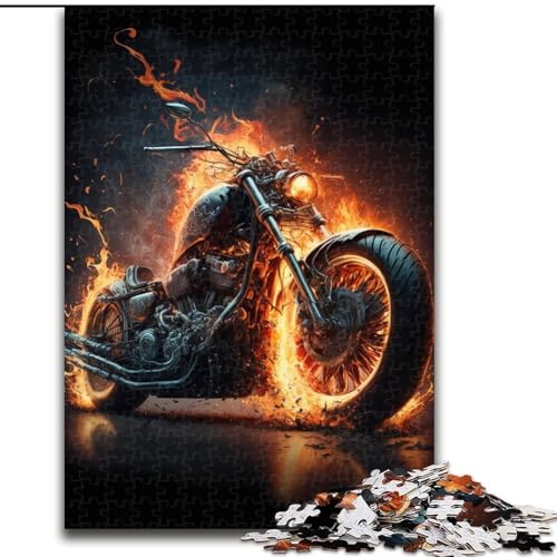 Puzzle für Erwachsene, 1000 Motorräder mit Feuer, Holzpuzzle, interaktives Familienspiel, Heimdekoration zum Selbermachen, herausforderndes Denkspiel als Geschenk (Größe 26x38cm) von WGLINGX