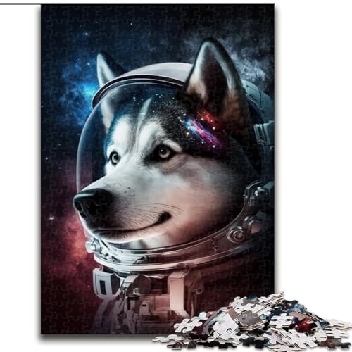 Puzzle für Erwachsene, 1000 Puzzles aus Holz mit Astronauten-Husky-Motiv, perfekt für Teenager und Familien, (Größe 50x75cm) von WGLINGX