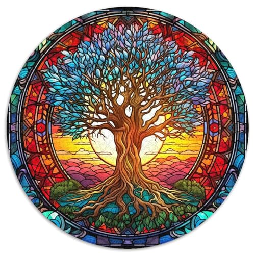 Puzzle für Erwachsene, 1000 Puzzles mit Buntglasbäumen, Geburtstagsgeschenkidee für Erwachsene, anspruchsvolles Denkspiel (67,5 x 67,5 cm) von WGLINGX