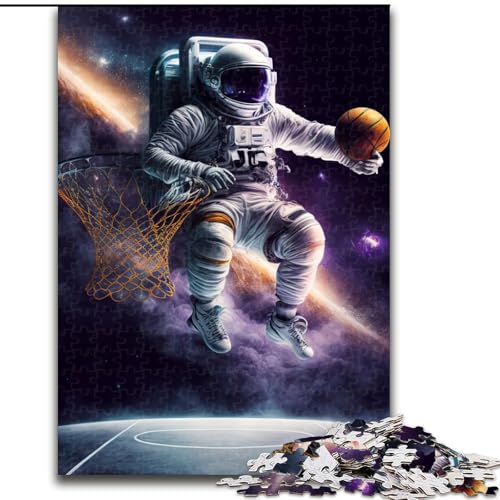 Puzzle für Erwachsene, 1000 Puzzles zum Thema Astronauten-Basketball, Weltraum, Holzpuzzle, herausfordernd und unterhaltsam, Familienaktivität (Größe 26x38cm) von WGLINGX