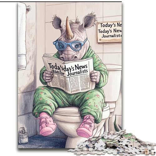 Puzzle für Erwachsene, 1000 Rhino Go Toilet, schwierige Puzzles für Erwachsene, perfekt für Teenager und Familien, (Größe 26x38cm) von WGLINGX
