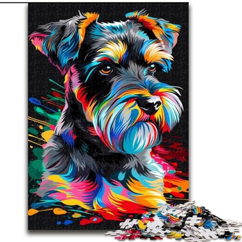 Puzzle für Erwachsene, 1000 Standardschnauzer-Hunde, Holzpuzzle für Erwachsene, DIY-Heimdekoration, Denkspiel für Teenager (Größe 50x75cm) von WGLINGX