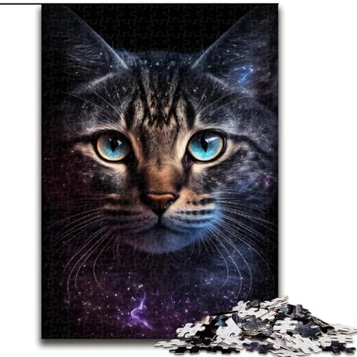 Puzzle für Erwachsene, 1000 Stück, Galaxie-Kunst, Katzen-Holzpuzzle, interaktives Familienspiel, Heimdekoration zum Selbermachen, anspruchsvolles Denksportgeschenk (Größe 26x38cm) von WGLINGX