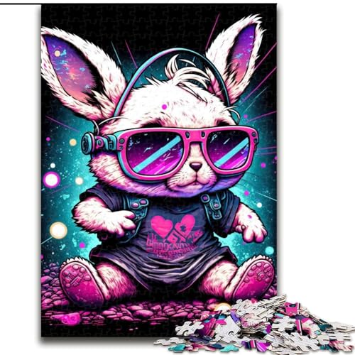 Puzzle für Erwachsene, 1000 Stück, Kaninchen-Neon-Puzzle aus Holz für Erwachsene, DIY-Heimdekoration, Denkspiel für Teenager (Größe 50x75cm) von WGLINGX