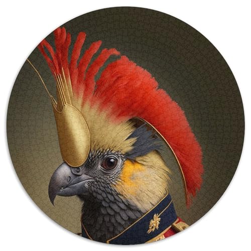 Puzzle für Erwachsene, 1000 Stück, Papagei in Militäruniform, Papppuzzle, Geburtstage, Weihnachten, Halloween, Erntedankfest, Ostern (67,5x67,5cm) von WGLINGX