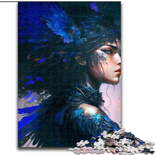 Puzzle für Erwachsene, 1000 Stück, Porträt Einer geflügelten Fee, Holzpuzzle, herausfordernd und unterhaltsam, Familienaktivität (Größe 26x38cm) von WGLINGX
