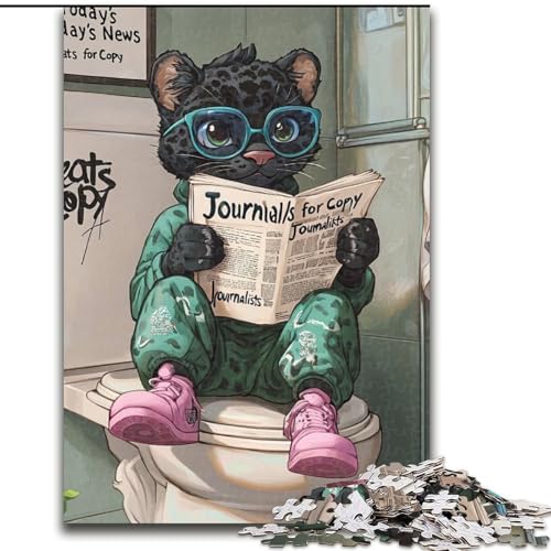 Puzzle für Erwachsene, 1000 Teile, „Black Leopard Go Toilet“, Puzzle 1000 Teile für Erwachsene, Familienaktivitätsspiel für Teenager, anspruchsvolles Denkspiel (Größe 38x26cm) von WGLINGX