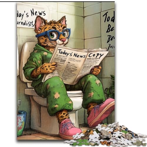 Puzzle für Erwachsene, 1000 Teile, „Cougar Go Toilet“, perfektes Weihnachts- und Neujahrsgeschenk, Feiertagsgeschenk (Größe 50x75cm) von WGLINGX
