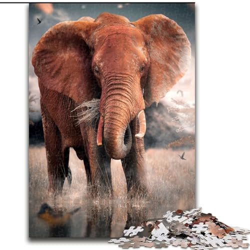 Puzzle für Erwachsene, 1000 Teile, „Der einsame Elefant“, Puzzle für Erwachsene, anspruchsvolles Denkspiel für Teenager, perfekt als Heimdekoration oder Geschenk, Größe 26x38cm von WGLINGX