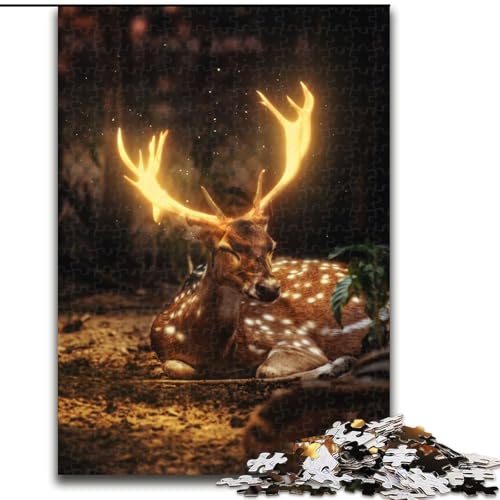 Puzzle für Erwachsene, 1000 Teile, „Der leuchtende Hirsch“, 1000-teiliges, anspruchsvolles Denkspiel für Teenager, perfekt als Heimdekoration oder Geschenk (Größe 26x38cm) von WGLINGX