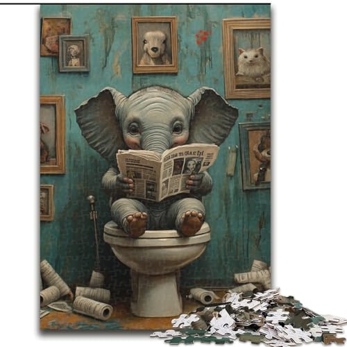 Puzzle für Erwachsene, 1000 Teile, „Elefant Go Toilet“, 1000-teiliges Puzzle für Teenager, Lernspiele, Geschenke (Größe 38x26cm) von WGLINGX