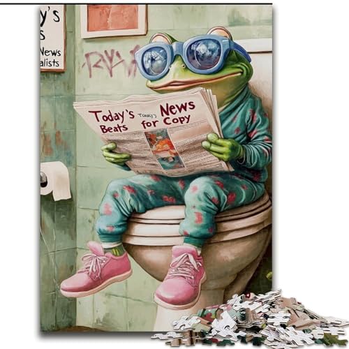 Puzzle für Erwachsene, 1000 Teile, „Frog Go Toilet“, Puzzle für Erwachsene, 1000 Teile, EIN tolles Geschenk für Familienspaß (Größe 50x75cm) von WGLINGX