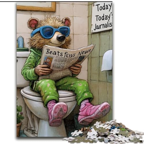 Puzzle für Erwachsene, 1000 Teile, „Honey Badger Go Toilet“, Papppuzzle, pädagogisches und unterhaltsames Indoor-Spiel zur Heimdekoration (Größe 26x38cm) von WGLINGX