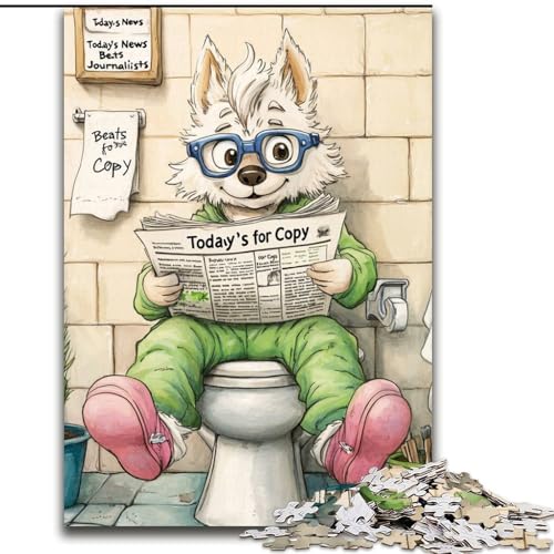 Puzzle für Erwachsene, 1000 Teile, „Husky Go Toilet“, Puzzle für Erwachsene, 1000 Teile, EIN tolles Geschenk für Familienspaß (Größe 26x38cm) von WGLINGX