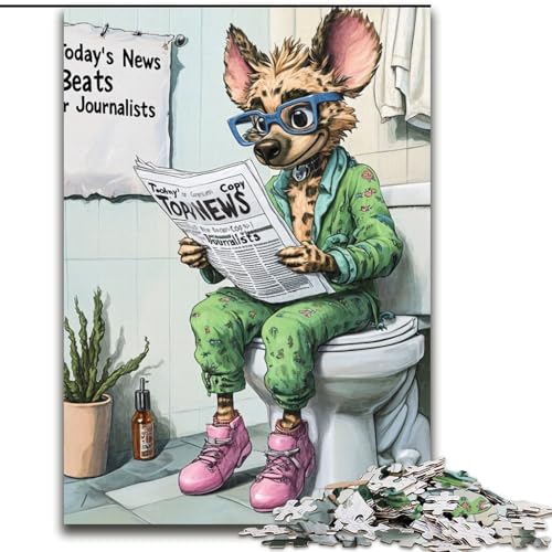 Puzzle für Erwachsene, 1000 Teile, „Hyena Go Toilet“, ideales Weihnachts- oder Geburtstagsgeschenk, Partyspiel-Spielzeug (Größe 26x38cm) von WGLINGX