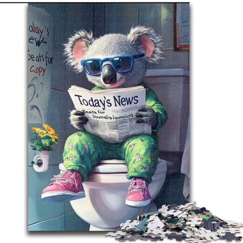Puzzle für Erwachsene, 1000 Teile, „Koala Go Toilet“-Puzzle für Erwachsene, perfekt für Familienspaß an Geburtstagen, Weihnachten (Größe 26x38cm) von WGLINGX