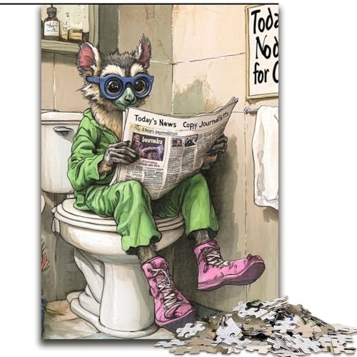 Puzzle für Erwachsene, 1000 Teile, „Lemur Go Toilet“-Puzzles für Erwachsene, Familieninteraktion und Gehirntraining, Familienaktivitäts-Herausforderung (Größe 26x38cm) von WGLINGX