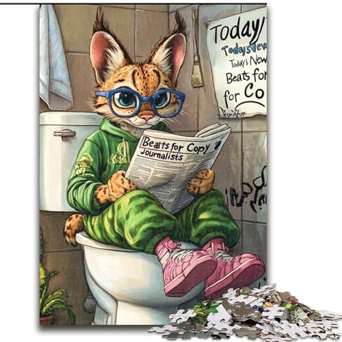 Puzzle für Erwachsene, 1000 Teile, „Lynx Go Toilet“-Puzzles für Erwachsene, Familieninteraktion und Gehirnherausforderung, Familienaktivitäts-Herausforderung (Größe 26x38cm) von WGLINGX