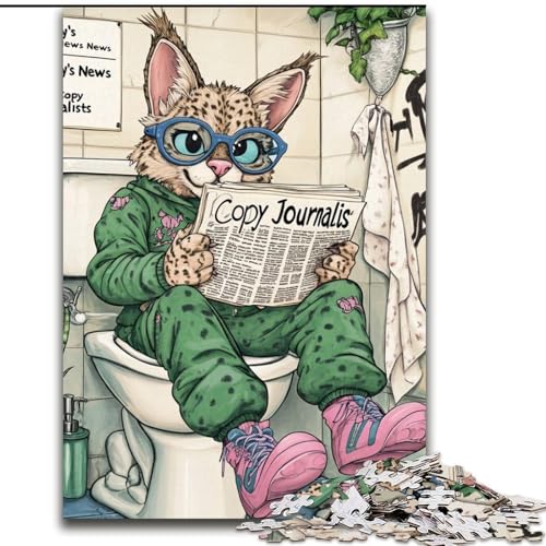 Puzzle für Erwachsene, 1000 Teile, „Lynx Go Toilet“-Puzzles für Erwachsene, Familieninteraktion und Gehirnherausforderung, Familienaktivitäts-Herausforderung (Größe 26x38cm) von WGLINGX