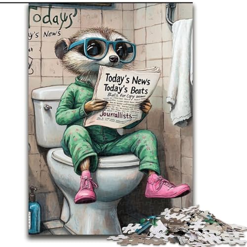 Puzzle für Erwachsene, 1000 Teile, „Meerkat Go Toilet Impossible“, Puzzle für Erwachsene, entwickelt Hand-Auge-Koordinationsfähigkeiten, (Größe 26x38cm) von WGLINGX